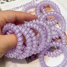 2pcs/4pcs Elásticos de Cabelo com Fio Telefônico Femininos, Alta Qualidade, Frescos, Versáteis para Uso Diário, Feriados, Escola, Esportes, Deslocamento, Scrunchie para Rabo de Cavalo - Malva - Visão 1