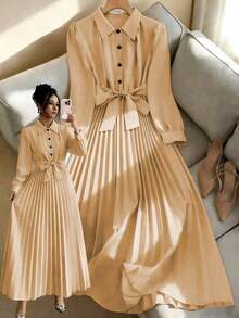 Women Midi Dresses - Khaki - View 3