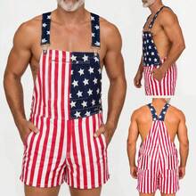 Unisex American Flag Bib Overalls, Soft Stretch Pants For July 4th, Memorial Day, Parade, Festival, Party & Summer Streetwear - L - View 2