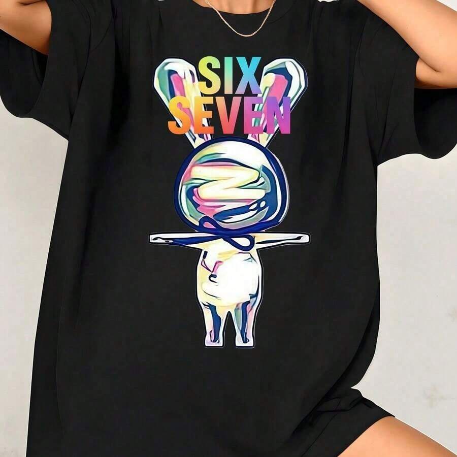 1 Piece Women's Vintage Music Inspired Portrait Graphic Print T-Shirt, Casual Loose Fit, 100% Cotton, Crew Neck. - 黑色 - 查看 1