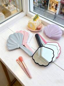 1 pieza Espejo de mano con forma de concha - Iluminación suave, múltiples colores disponibles; Diseño inspirado en conchas, espejo de alta definición, portátil y práctico - Multicolor - Ver 3