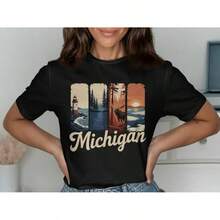 Camiseta de: Camiseta de recuerdo del faro, el alce y el atardecer - Negro - Ver 1