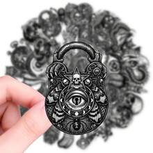 50pcs Mysterious Moon Phase Skull Stickers, Punk Dark Style, Niche Dark Aesthetics, Fashionable And Cool, Suitable For Motorcycle, Skateboard, Phone Case, Waterproof Stickers, Can Be Used For Personalized DIY Decoration On Notebooks And Diaries. - 50 Mysterious Moon Phase Skull Stickers - View 4