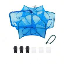 GOTURE 1pc Foldable Crab Trap Fishing Net, With 6-Hole Rope, Can Catch Small Fish, Crayfish, Shrimp And More - Multicolor - View 9