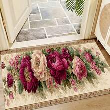 1pc 2D Floral Pattern Printed Rug, Long Doormat Series, Indoor Entrance Mat, Bedroom Bedside Mat, Kitchen Mat, Suitable For Living Room, Laundry Room, Bathroom - Multicolor - View 2