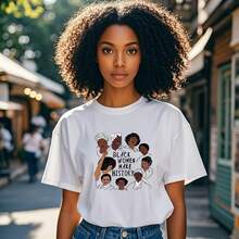 African American History T-Shirt For Men And Women, Black Print T-Shirt, Magic Fashion Retro Black T-Shirt With Natural African American Hairstyle - White322 - 查看 2