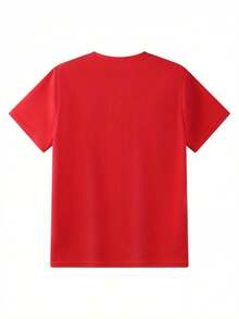 Men's Short-Sleeved T-Shirt With A Minimalist Print Of Creative Brushstrokes And Artistic Motifs. Distinctive Design Style With A Modern Aesthetic. Made From Polyester Fiber, Suitable For Outdoor Activities. Durable, Breathable, And With A Regular Fit. Modern, Casual, And Versatile. - 紅色 - 查看 2