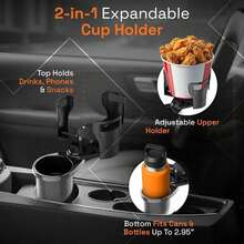 夏季汽車杯架擴展底座,將單杯架升級為雙杯架,360°可調式靜音杯架延長器,適用於杯子與碗,汽車內飾配件(無需鑽孔) - A - 查看 7