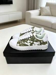 Numeris Tênis Esportivos Casuais Multifuncionais Unissex, Sola Grossa Aumento de Altura Modelos para Casais Clássico Moda Tênis de Skate, Outono/Inverno - Verde Militar - Visão 4
