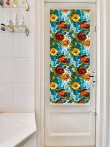 1 Stück verdickte statisch haftende abnehmbare Fensterfolie mit bunten floralen Vintage-Mustern und einer halbtransparenten Textur, die UV-Strahlen effektiv blockiert. Geeignet für Schlafzimmer, Wohnzimmer, Küchen und Badezimmer. PVC halbtransparente mattierte Sichtschutzfolie. - Bunte Rosen - Übersicht 3