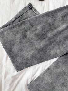Pantalones de chándal de pierna recta y cintura baja para mujer, apropiados para el verano, con efecto lavado - Gris Claro - Ver 7