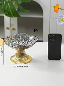 1个优雅花瓣造型托盘，灰色PET材质，金色花茎，经久耐用，适合盛放零食、糖果、水果、坚果——是家居客厅装饰、婚礼和派对的理想之选。 - 灰色 - 查看 12
