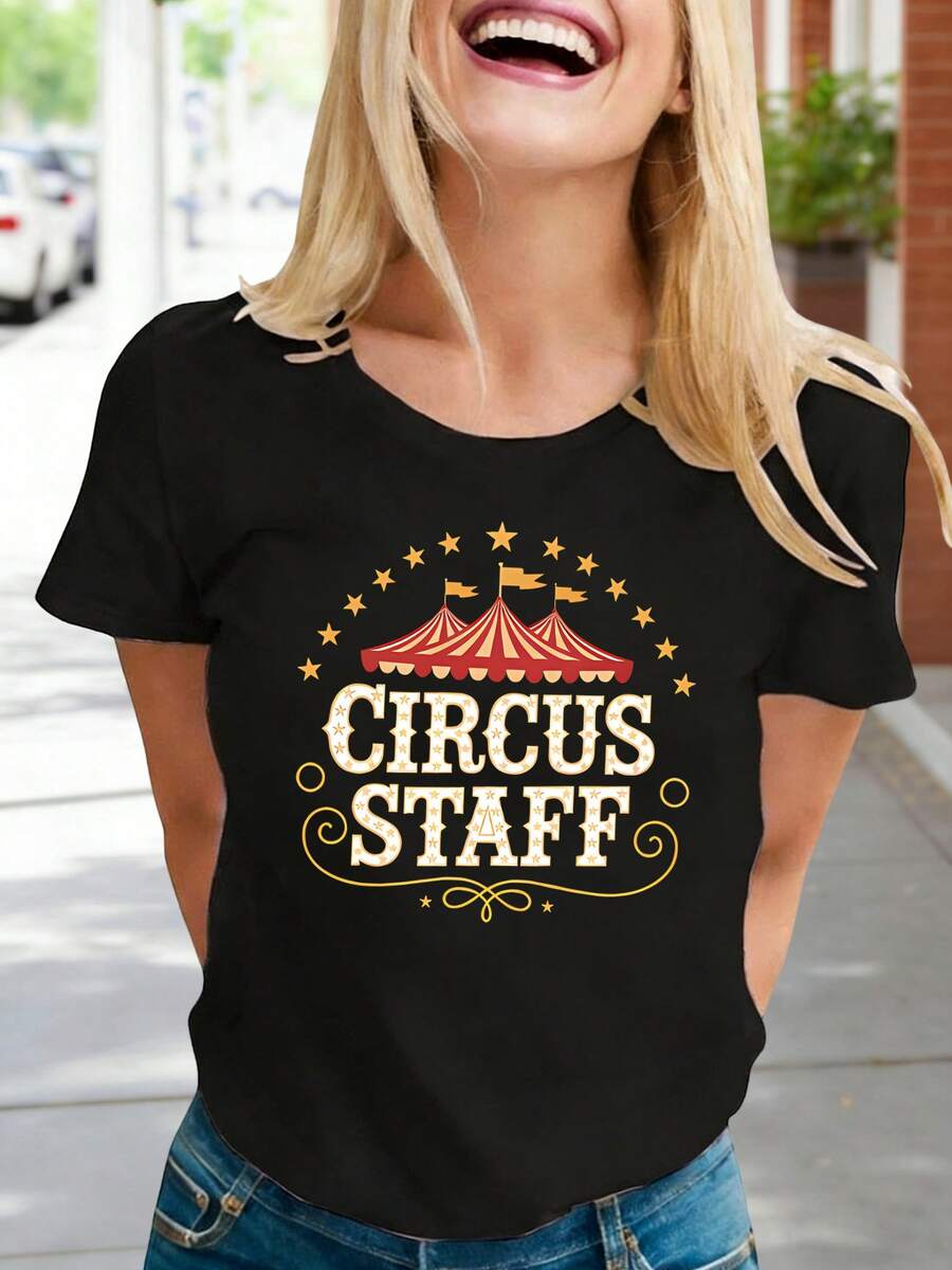 Camiseta unisex de manga corta, para mujerVeranoTripulaciónCuelloCamiseta-CircusPersonalCarnavalTienda de campañaGráficoTee,InformalVeranoSuperior,SuaveLigeroCamisaparaCircusAmantes,DiversiónRegaloparaCarnaval&EventoEstiloEntusiastas,TranspirableVeranoFashionplayerashombre, , , Dazymujer,romwehombres, bohochic,maestrasregalos,camisetaparaconjuntos de mujercon curvasparamu,y2k, - Negro - Ver 1
