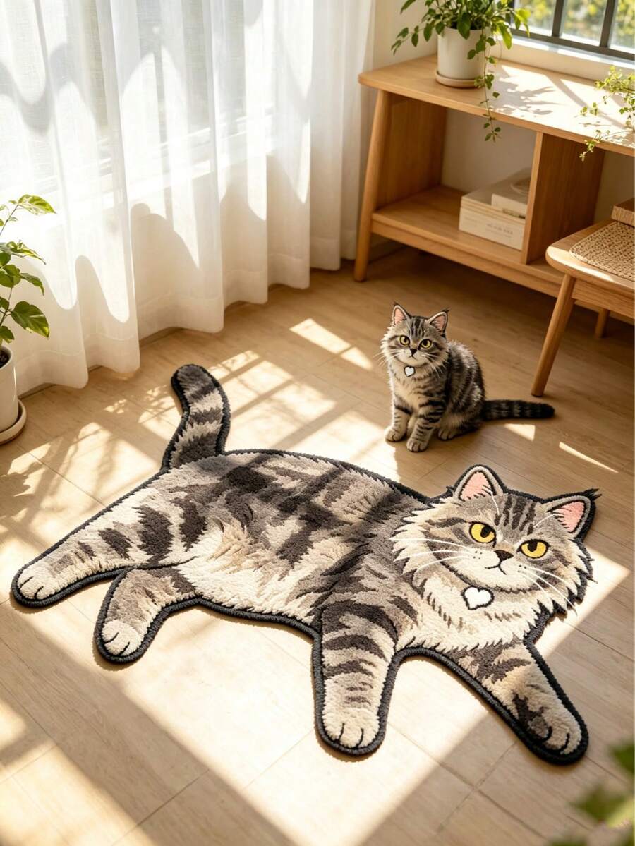1 件缅因猫图案地毯,客厅地毯,小地毯,地垫,家居装饰,大客厅地毯,圆形地毯,客厅家居装饰,房间装饰,可水洗地毯,毕业礼物 - 緬因貓 - 查看 1