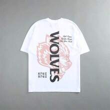 Summer Tops Darcsport T-Shirt, American  Brand, Classic Wolf Head Print, Pure Cotton Short-Sleeve T-Shirt, Loose Fit, Unisex, Plus SizeLoose And Comfortablesummer Clothes - Đen và Đen - Xem 2