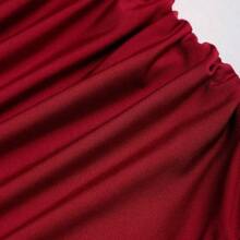 MewMuse.  Vestido mini sexy de mujer con cuello halter, hebilla metálica y volantes en el bajo - Rojo - Ver 5