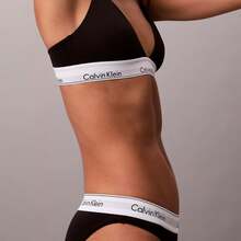 Calvin Klein Icon Cotton Modal Lightly Lined Triangle Bralette QF8498 - 黑色 - 查看 5