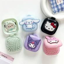 [Authorized] SANRIO Mini Foldable Portable Comb With Mirror - Lightweight Travel Comb And Makeup Mirror Integrated Scalp Massage Brush, Essential Gift For Outdoor Camping (Self-Assembly Required) - A - View 4