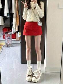 Women Skirts - Red - View 2