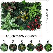 1片戶外人造綠植牆板，木柵欄設計，60.96cm X 40.64cm 隱私屏風，仿真植物，適用居家、辦公室、婚禮、聖誕及全年裝飾，鮮豔花卉裝飾，耐用塑膠材質，免維護，室內/戶外通用，裝飾性花園柵欄，聖誕裝飾首選 - 多色2 - 查看 2