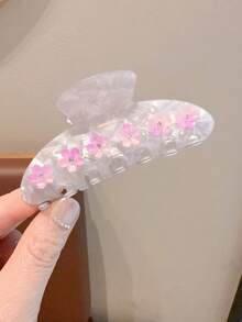 1個女款可愛花卉水鑽髮夾，甜美壓克力髮夾，適合厚髮，日常休閒髮飾 - 彩色 - 查看 7
