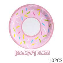 Suministros para fiesta de donas, servilletas y platos desechables con forma de dona, platos y servilletas para fiestas, decoraciones para fiestas de cumpleaños, suministros para fiestas con tema de donas, Navidad - Multicolor - Ver 8