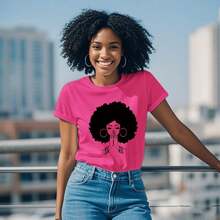Camiseta de Historia Afroamericana para Hombres y Mujeres, Camiseta con Estampado Negro, Camiseta Negra Retro de Moda Mágica con Peinado Afroamericano Natural - Rosa Rojo1 - Ver 2