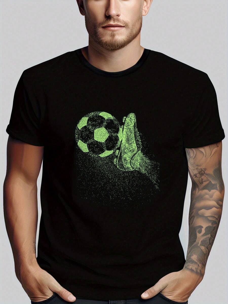 1 camiseta deportiva estampada para hombre, 100% algodón, cuello redondo, manga corta, corte regular, adecuada para uso casual en fines de semana, estilo casual para todas las estaciones, 180 gramos de peso – un excelente regalo para el Día de San Valentín, Año Nuevo, Día del Padre y Navidad. - Negro - Ver 1