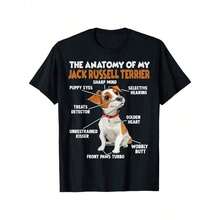 Camiseta para Dueño de Perro Jack Russell Terrier, Camiseta con Estampado de Perro 100% Algodón para Hombre y Mujer, 180g, Cuello Redondo, Negra, Tallas S-XXXL - Negro - Ver 7