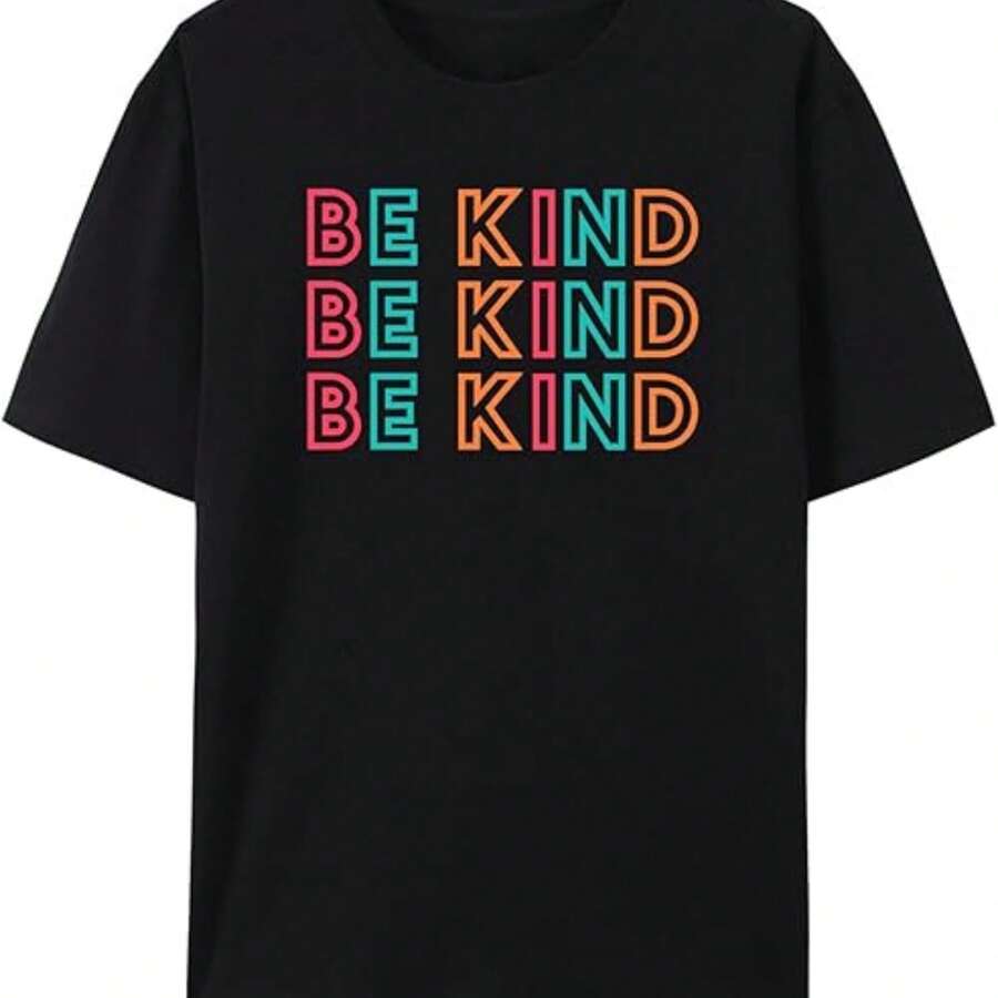 Printed T-Shirt For Men And Women - 黑色 - 查看 1