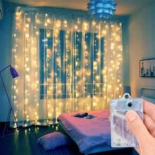 Battery Powered Christmas Fairy LED Curtain String Lights, Suitable For Holiday Decor, Party, Celebration, Wedding, Home And Atmosphere Background - Battery Box Curtain Light String - View 3