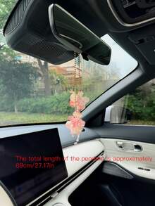 Flower Tassel Car Hanging Ornament, Creative Car Rearview Mirror Decor Accessory - A - View 6