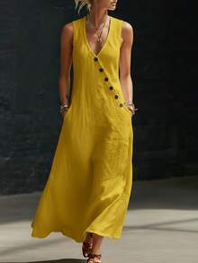 Women Long Dresses - Khaki - View 11