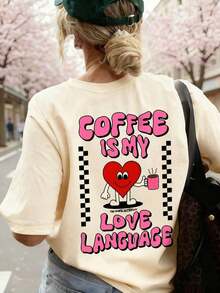 Women's Short-Sleeved T-Shirt With Round Neck And Letter Print, Casual Style, Versatile For Holidays And Everyday Wear, Urban Style, Spring/Summer. - 杏子 2 - 查看 7