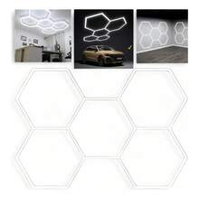 Hexagonal LED Light 5 Lights Ceiling Lamps Workshop Show - White - View 9