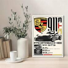 1 tấm áp phích Porsche 911 cổ điển, tải xuống kỹ thuật số phong cách Y2K thẩm mỹ retro đen trắng áp phích xe thể thao - B - Xem 2