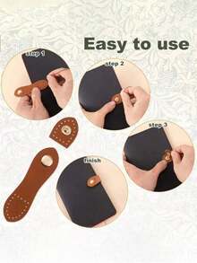 5pcs DIY Leather Buckle Straps, Pre-Punched Holes, Handmade Sewing Crochet Wallet Buckles, Suitable For Handbags, Wallets, Notebooks, Card Cases Replacement Accessories, Fit Most Bags, Great For Travel And Sports - Multicolor - View 9
