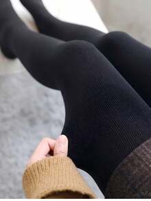 Women's Ribbed Ankle-Length Tights, Lined, Warm, With Full Foot Coverage, Elastic, Sizes 36 To 42. - Therefore 2pcs - View 3