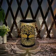 1pc Solar Powered Iron Art Tree Projection Light, Waterproof Outdoor Patio Decor Lamp, Garden Landscape Lighting, Hollow Hanging Lamp - 大樹 - 查看 3