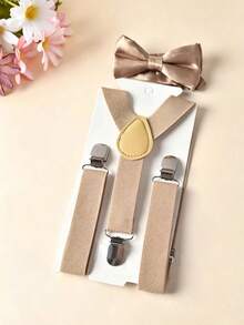 1 Set Solid Color Bow Tie And Suspenders Set For Teens, Suitable For Weddings, Parties, Birthdays, Christmas, Halloween, School Events, Boys And Girls' Daily Wear - one-size - View 12