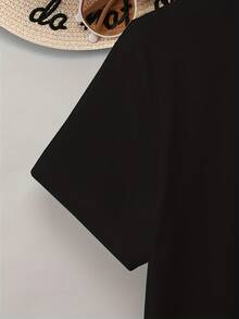 Camiseta de cuello redondo con estampado de moda de París para el verano - Negro - Ver 4