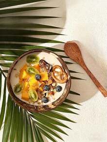 1 pieza Cuencos de cáscara de coco con cucharas - Ideal para yogur, ensalada, arroz y postres - Esenciales de cocina artesanales - Multicolor - Ver 7