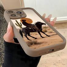 tema del oeste del desierto vaquero negrofunda de teléfono Fundas compatibles con ,Apple,VIVO,OPPO,,, y Honor.Fabricadas en silicona TPU,ofrecen protección contra golpes y caídas. - Marrón - Ver 5