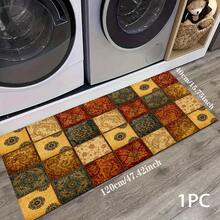 1 pieza Alfombra con estampado floral vintage, Serie de felpudos largos, Adecuado para sala de estar, lavandería, baño, cocina, dormitorio - Multicolor - Ver 16