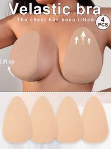 4PCS Plus Size Adhesive Lift-Up Breast Tape Bra, Invisible Reusable Elastic Nipple Covers, Breathable Push-Up Pasties For Backless & Deep V Dresses - Multicolor - View 2