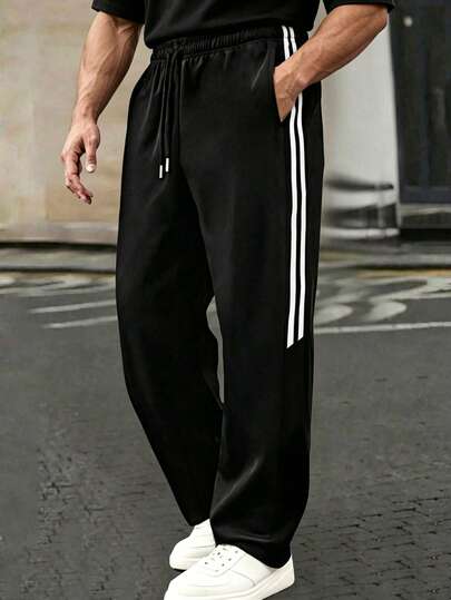 1pc Men's Casual Loose Straight Leg Pants, Suitable For Spring/Autumn, Daily Commute, Running, Outdoor, Hiking, Versatile And Streetwear
