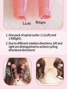 2/4pcs Left/Right Wave Pink Curling Iron, Women Convenient ABS Material Spiral Curler, Damage-Free Wet Use, Compact & Portable For Home, Travel Hair Styling Tool Kit - Multicolor - View 5