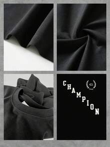 Diagonal Letters Spelling Out CHAMPION Alongside A Laurel Wreath Evoke Strength, Overcoming Challenges, And Triumph In Every Step. This Soft, Comfortable Women's T-Shirt Is Ideal For Everyday Wear And Casual Activities. - 黑色 - 查看 4