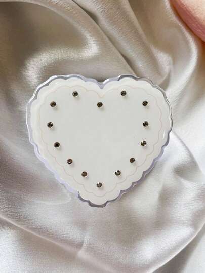 1pc Korean Unique Rhinestone Heart Magnetic Phone Grip Holder, Retractable Slouchy Desk Stand For Video Watching