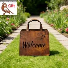 Rustic Metal Handbag Garden Ornament With Hello & Welcome Sign, Elegant Garden Statue Mini Flower Box, Rust Iron Handbag With Bird Decoration For Patio, Lawn, Garden Yard, Holiday Gift - Rustic Handbag - View 10